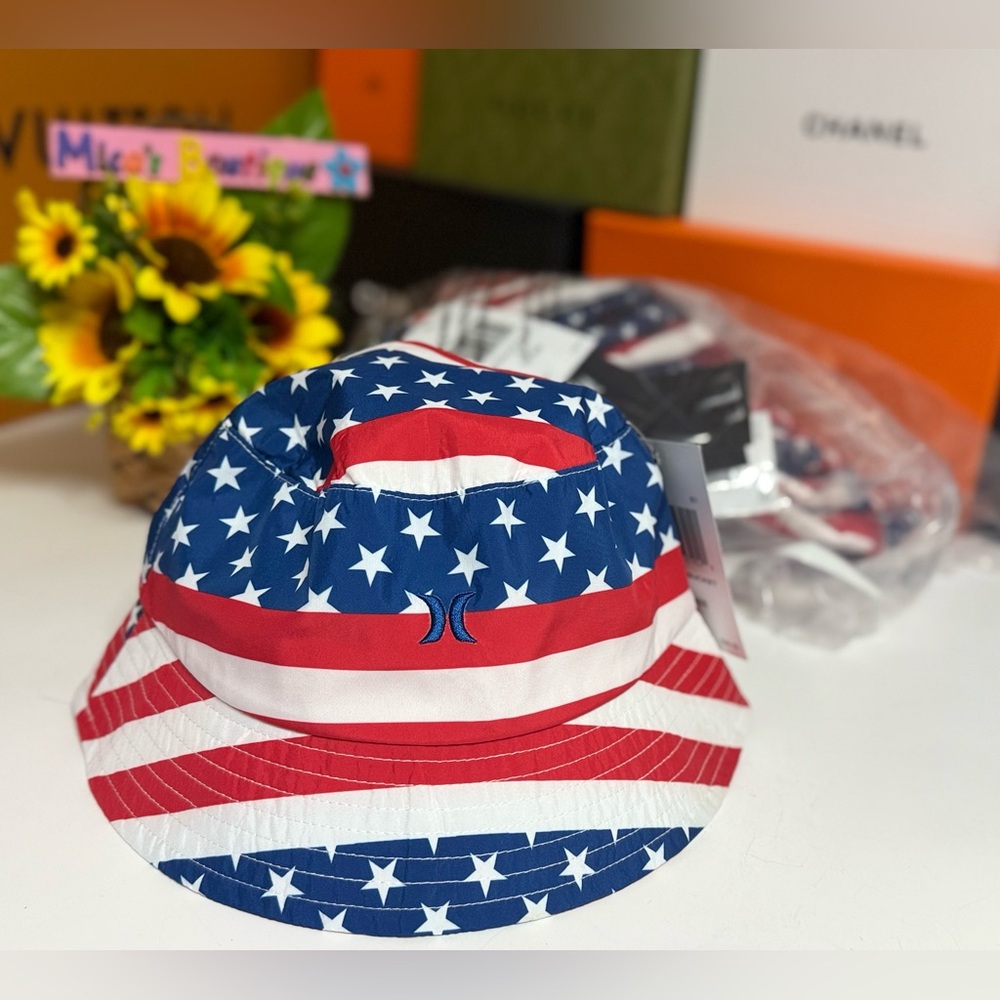 🆕HURLEY Unisex Patriotic Flag Bucket Hat - Red, White & Blue - Picture 6 of 17